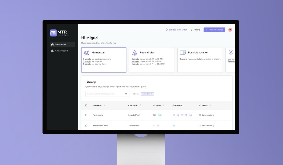 MTR — dashboard and analytics product