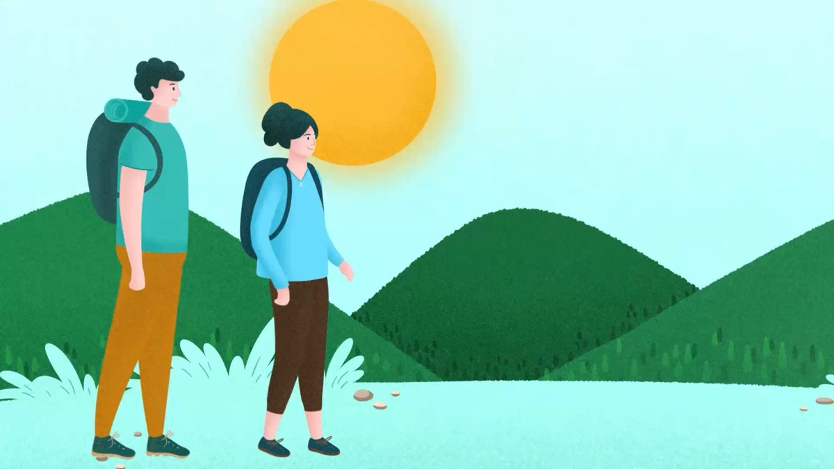 A frame from an animated campaign for Libera